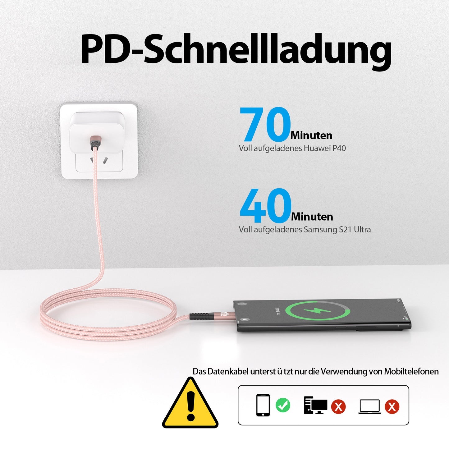 USB C Kabel Rosegold - Variante