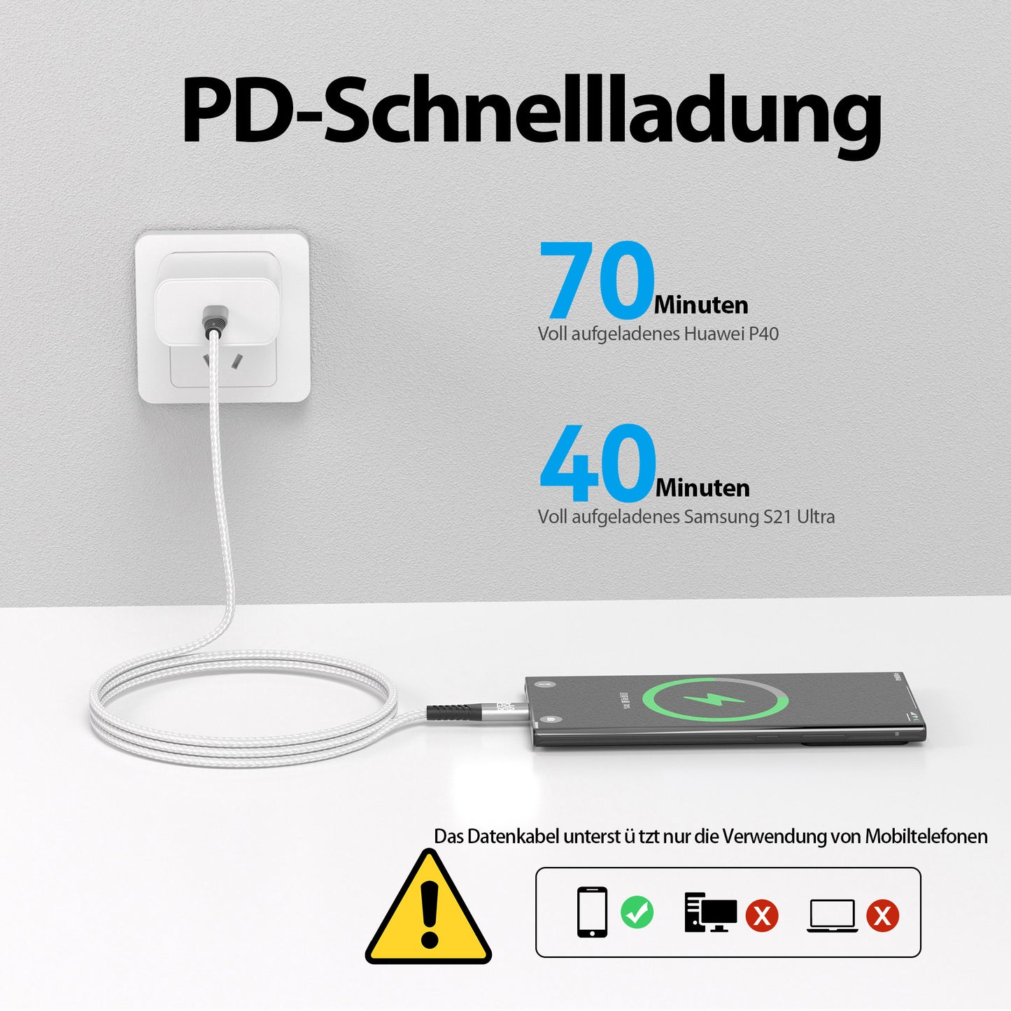 USB C Kabel Weiß - Variante