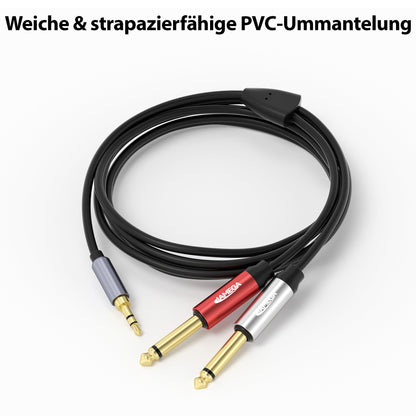 3,5mm Aux Kabel - 2x 6,35mm Aux Kabel