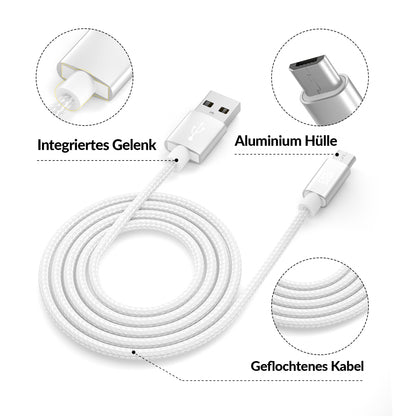 Micro USB Kabel | | 0,5 - 3m | | 4er Set Weiß