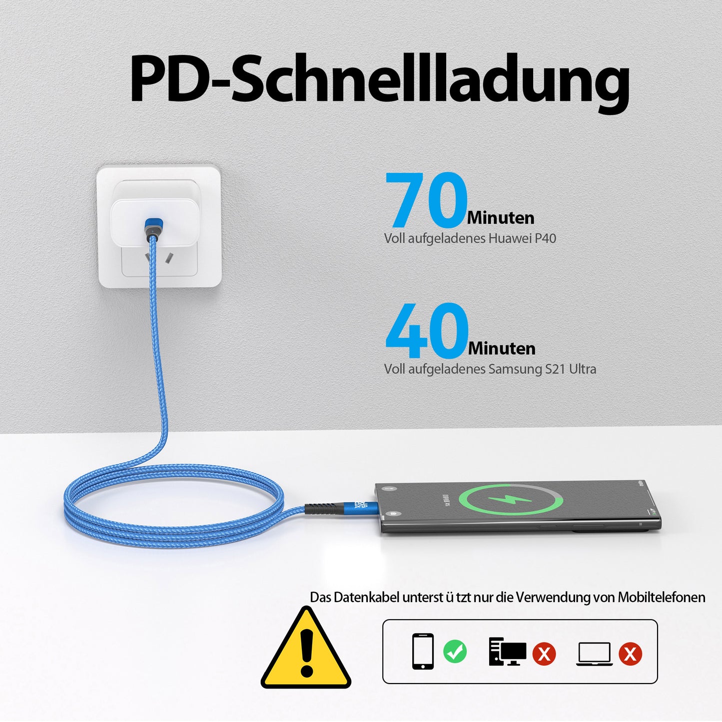 USB C Kabel Blau