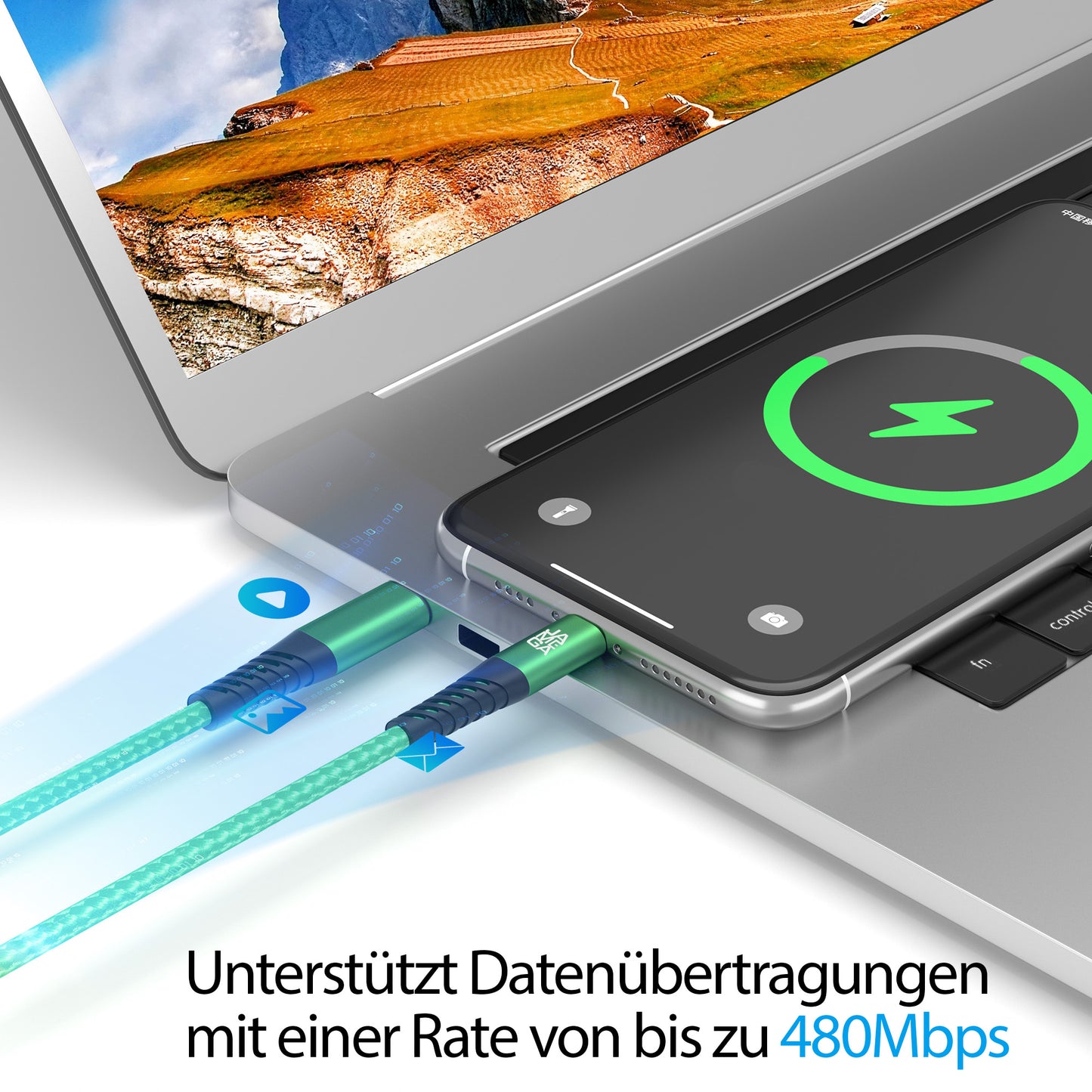 USB-C - Lightning Kabel Grün