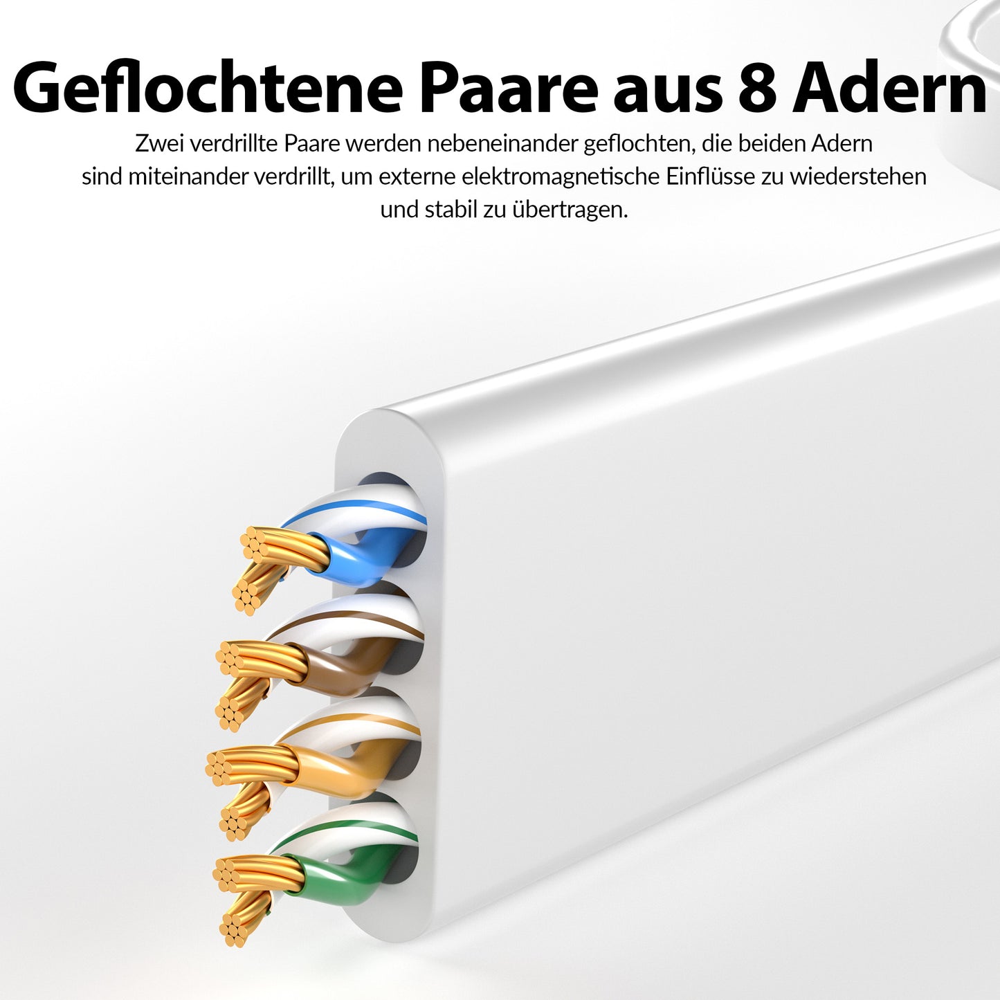 CAT 6 Flachkabel Weiß