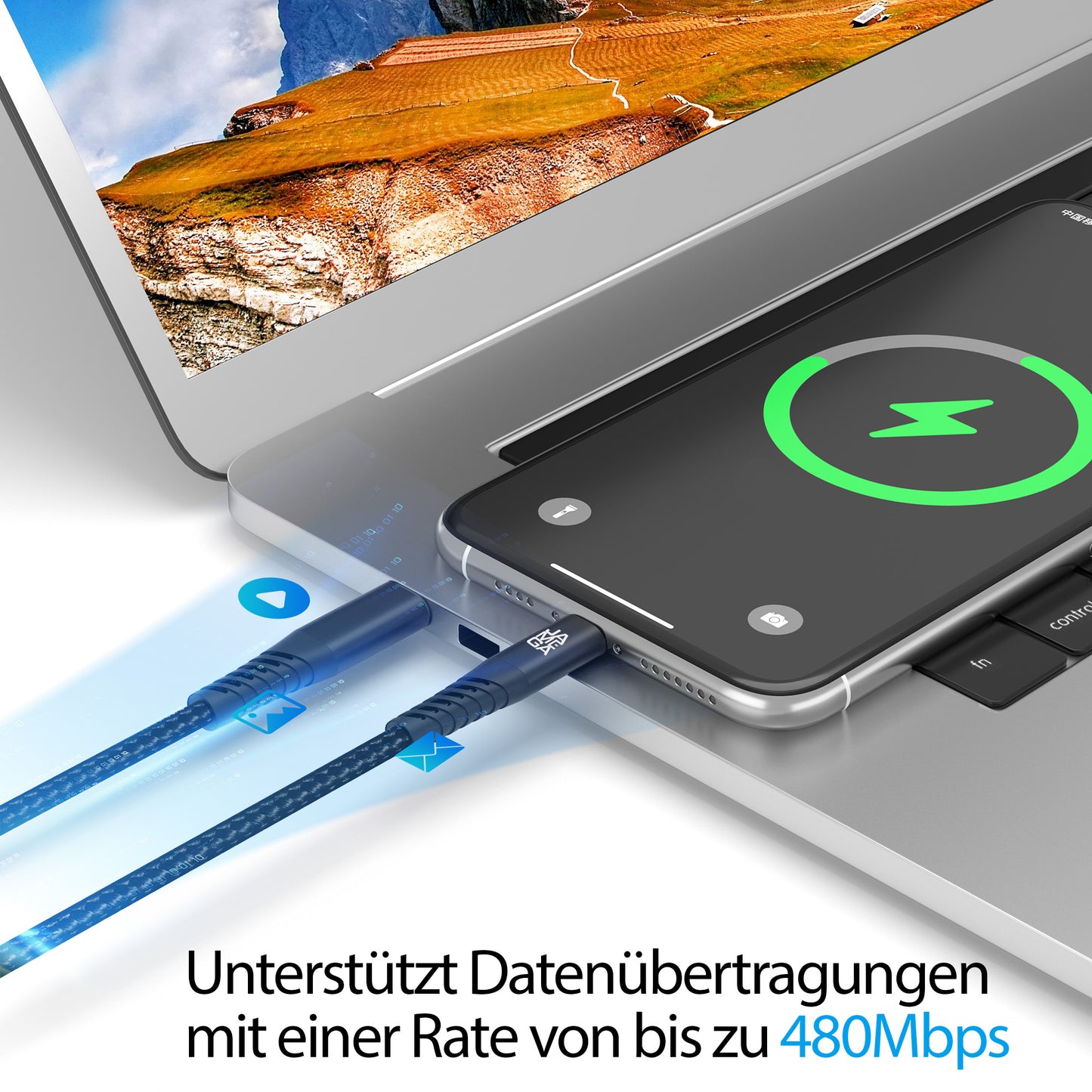 USB-C - Lightning Kabel Schwarz