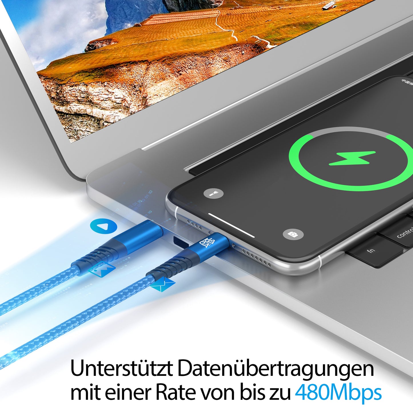 USB-C - Lightning Kabel Blau