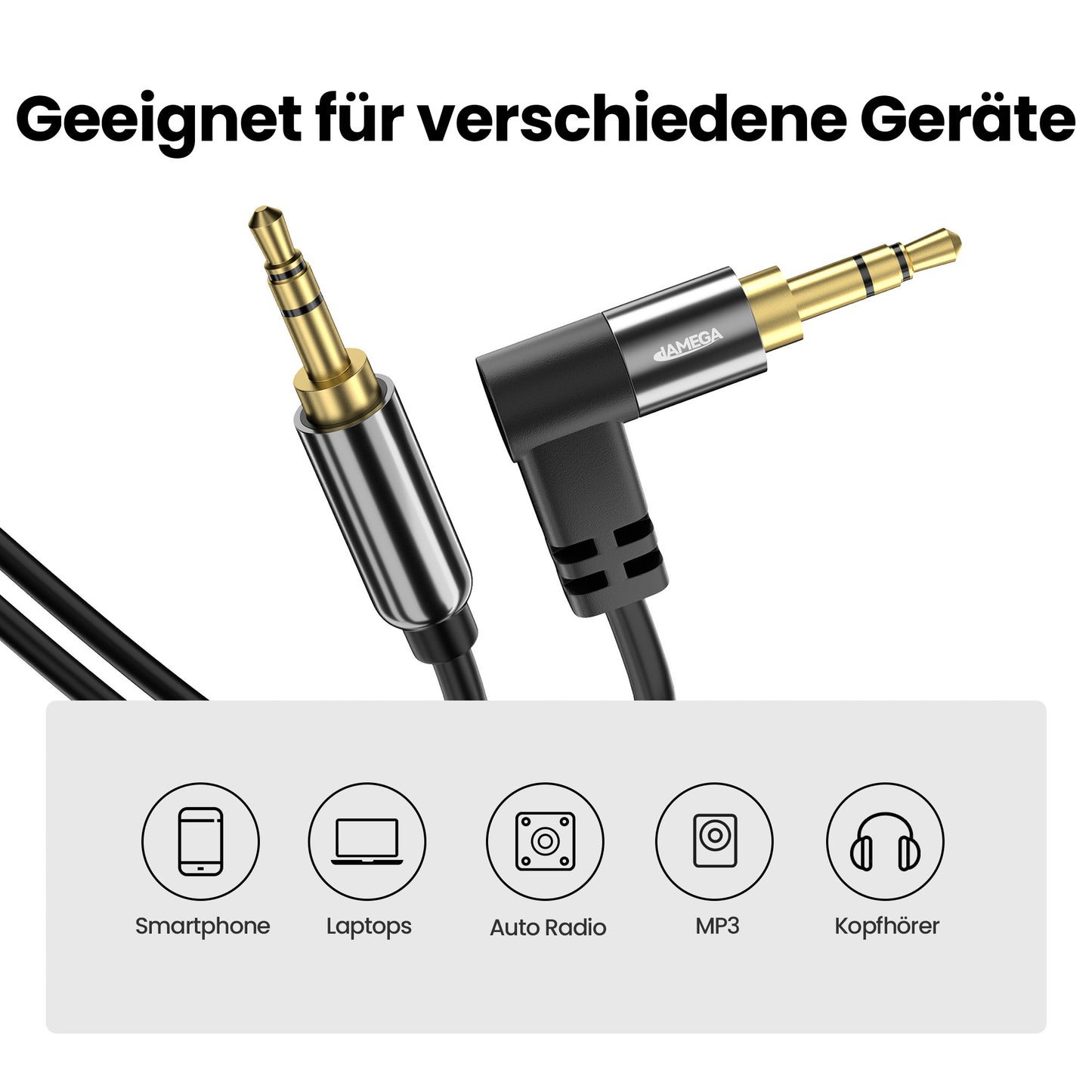 AUX Kabel 90° Winkel Schwarz