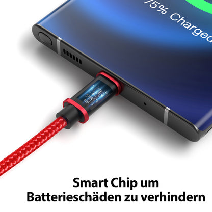 USB-C - USB A | Nylon + Metal Shell | *NEW MODEL* - Red - Variante "eBW"
