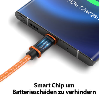 USB-C - USB A | Nylon + Metal Shell | *NEW MODEL* - Orange - Variante "eBW"