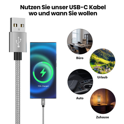 USB-C - USB A | Nylon + Metal Shell | *NEW MODEL* - Silver - Variante "eBW"