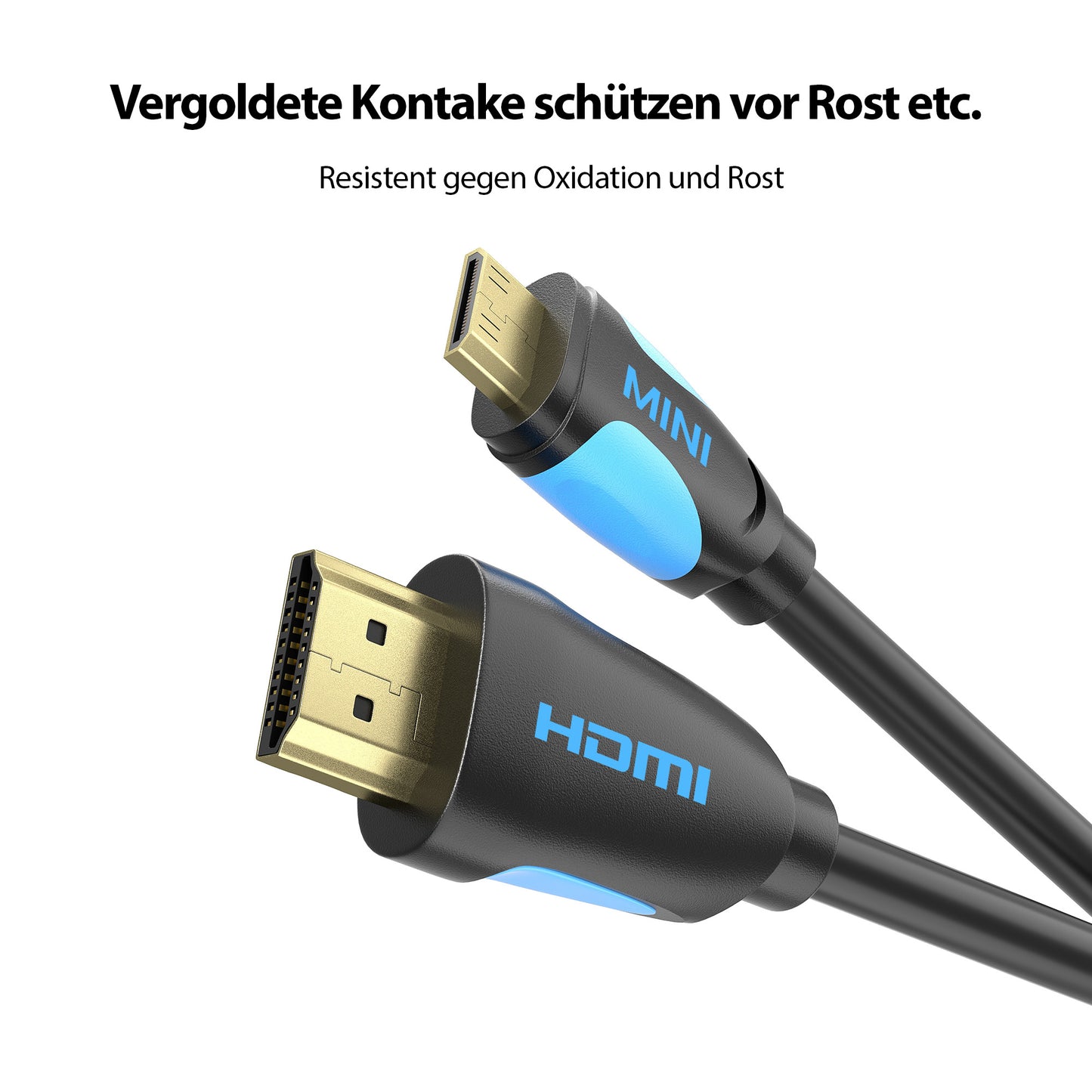 mini HDMI zu HDMI Kabel - schwarz/blau - Variante "eBW"