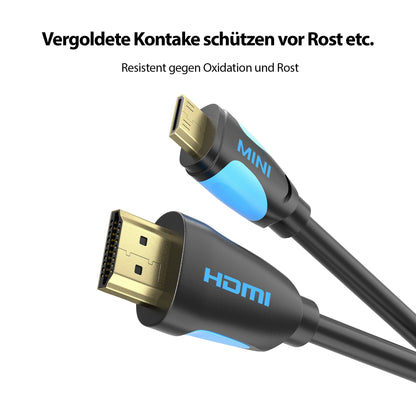 mini HDMI zu HDMI Kabel - schwarz/blau - Variante "eBW"
