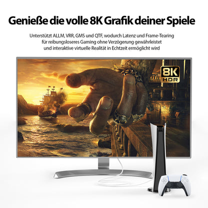 8K Black Ultra High Speed HDMI Kabel - Weiß/Blau - Variation "eBW"