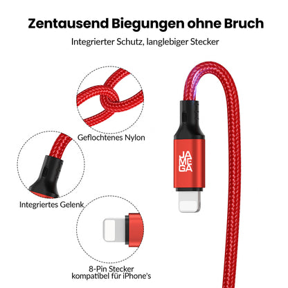 iPhone charging cable new generation cotton / red - Variation