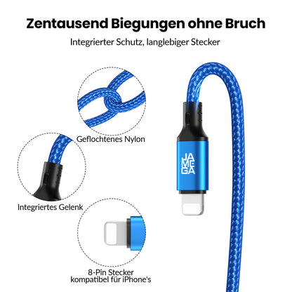 iPhone charging cable new generation cotton / blue - Variation