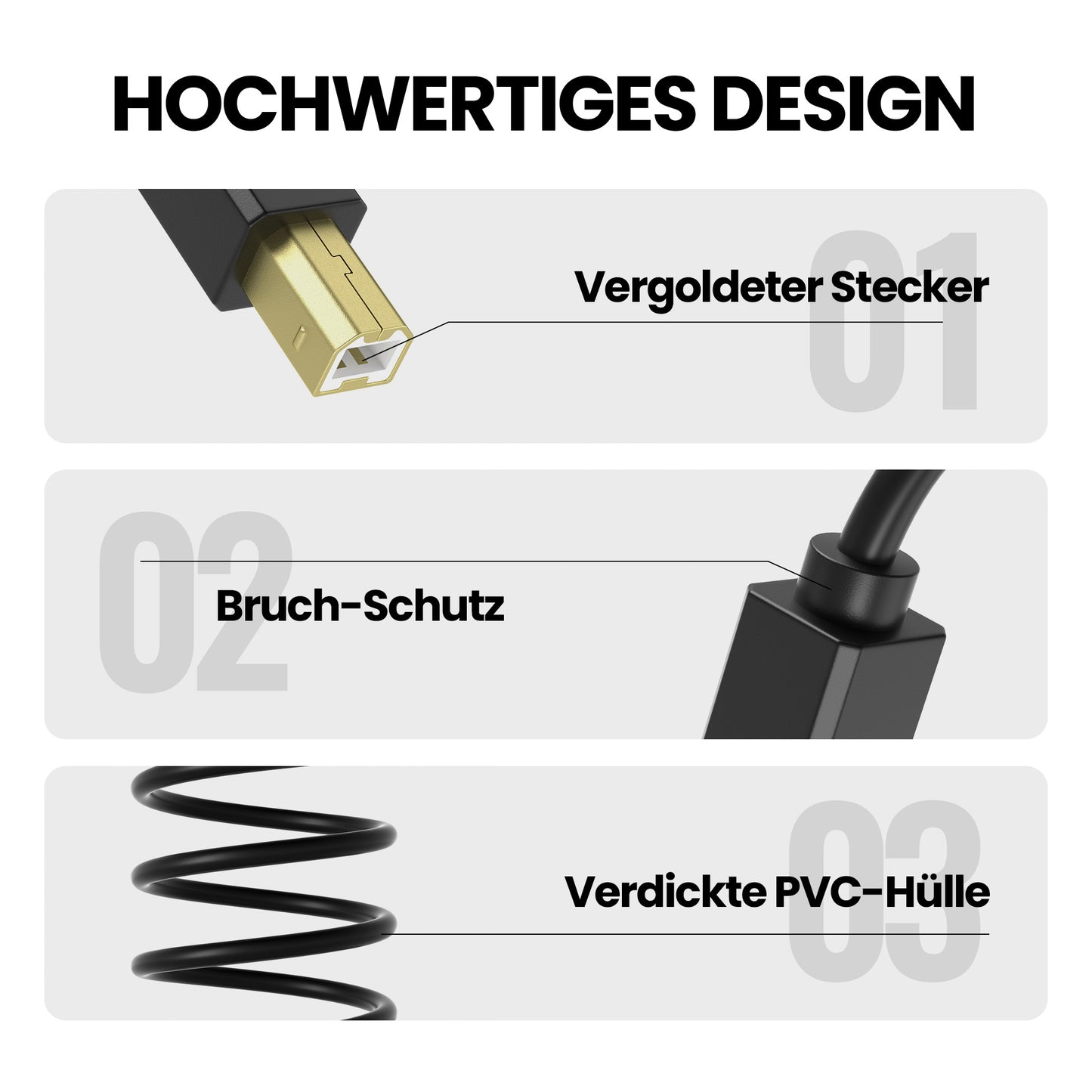 USB-A zu USB-B Druckerkabel Schwarz