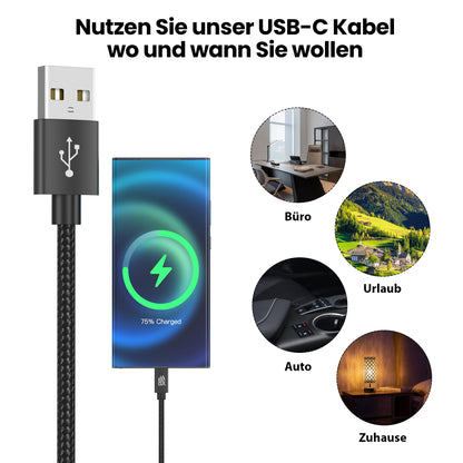 USB-C - USB A | Nylon + Metal Shell | *NEW MODEL* - Black - Variante "eBW"