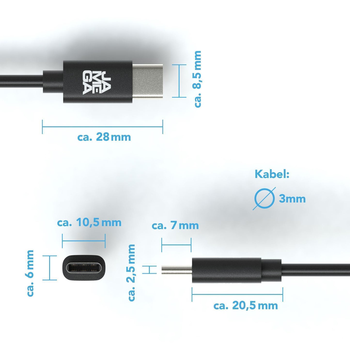 USB C Kabel | Unicolor | *NEW MODEL* - Black - Variante "eBW"