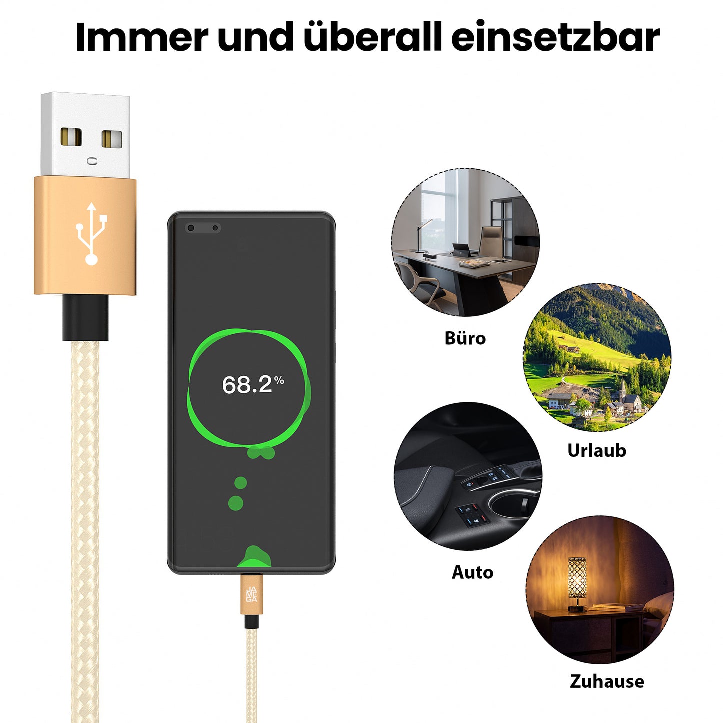 micro USB Kabel - Gold - Variante "eBW"