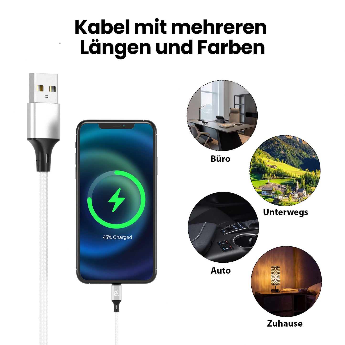 iPhone charging cable new generation cotton / withe - Variation