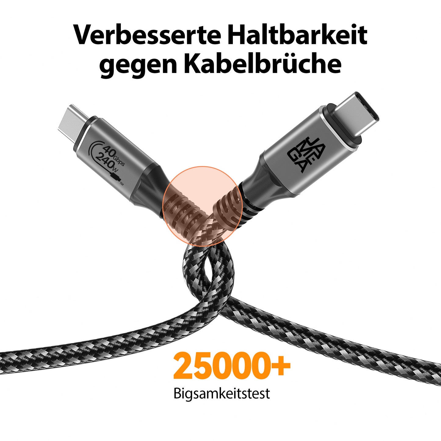 USB-C Kabel USB 4.0 40Gbps Metal Plug - Silber - 0,5m