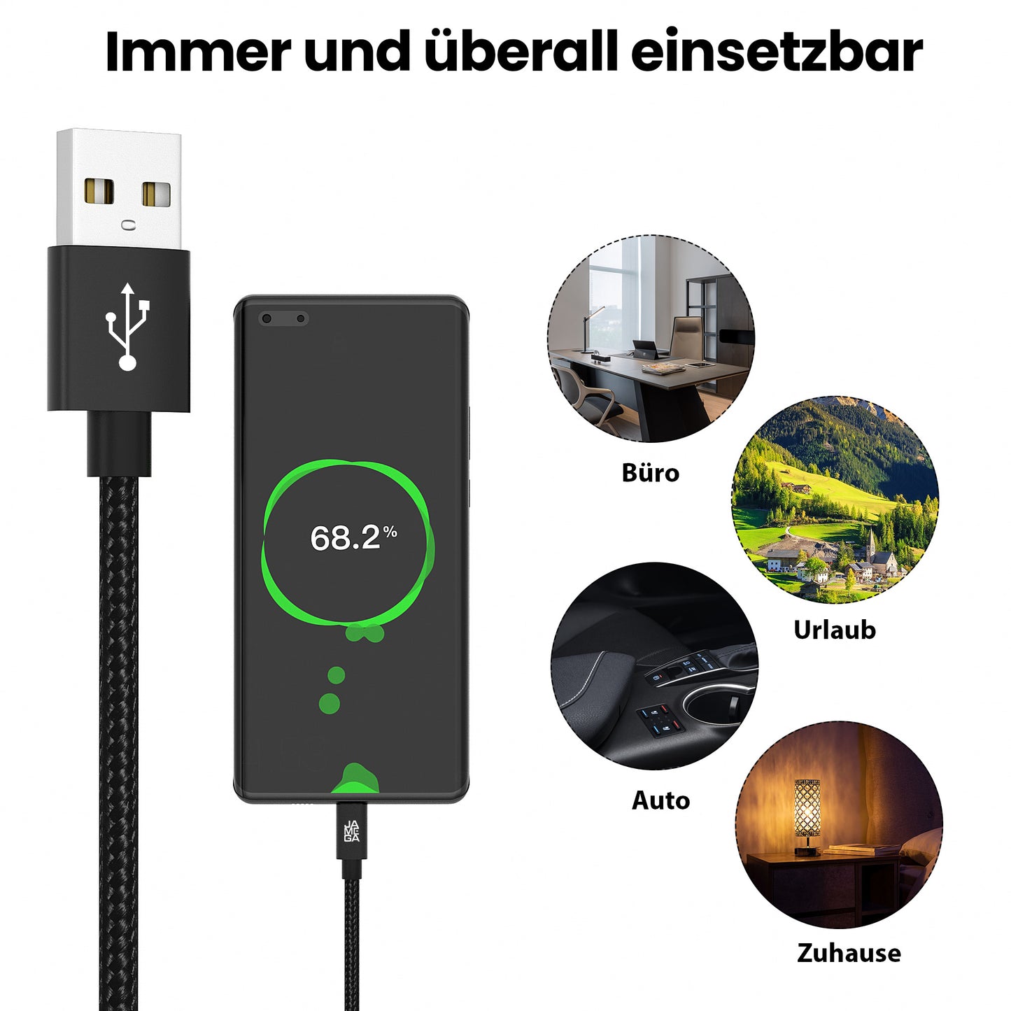 Micro USB Kabel | | 0,5 - 3m | | 4er Set Schwarz