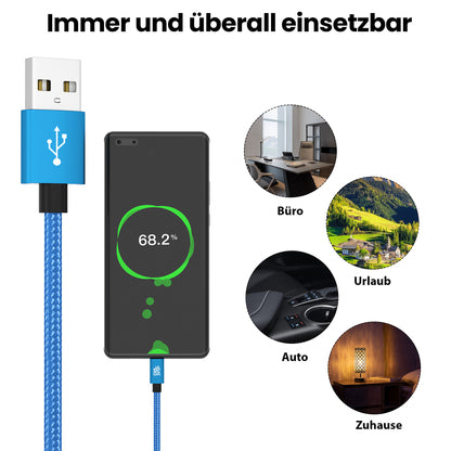 Micro USB Kabel | | 0,5 - 3m | | 4er Set Blau