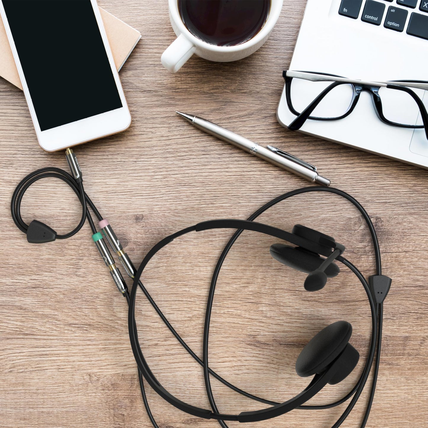 AUX Splitter - Stecker auf 1x Mic 1x Audio 0,2m