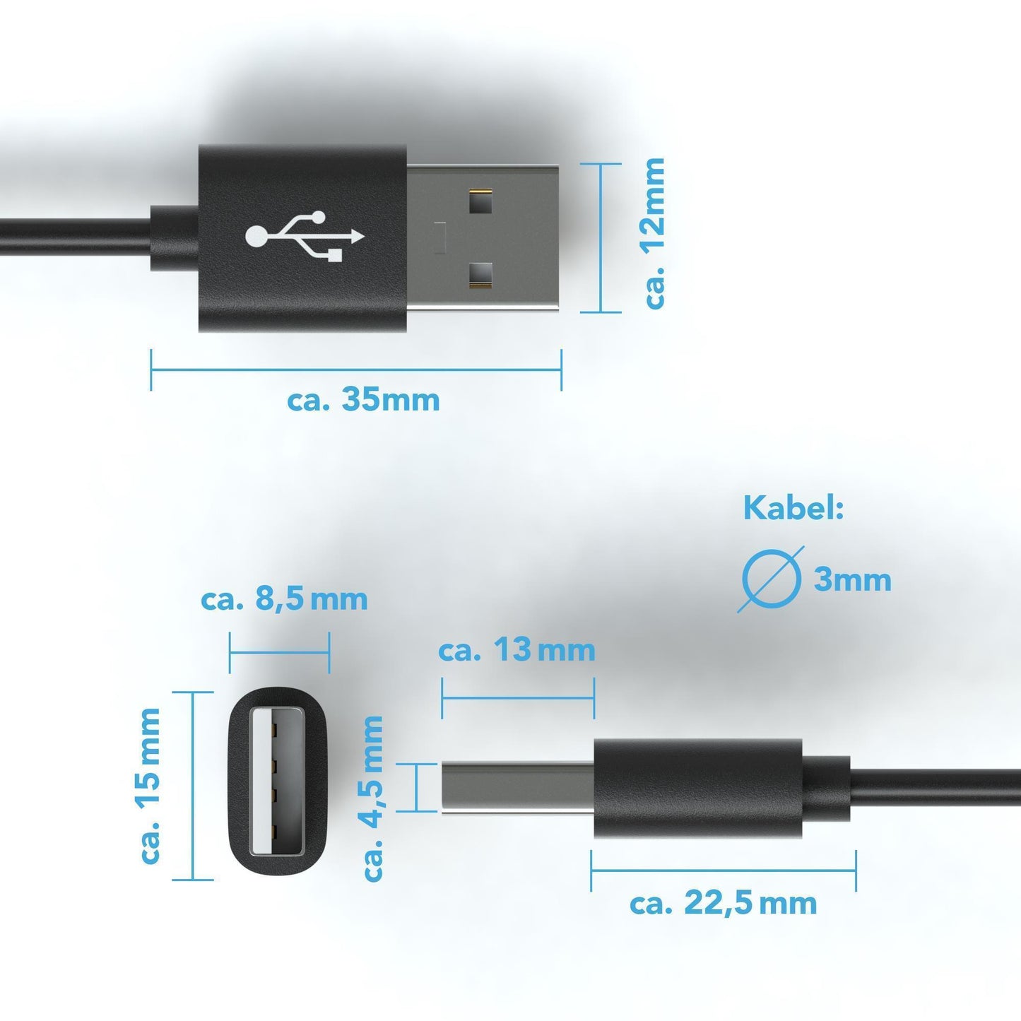 USB C Kabel | Unicolor | *NEW MODEL* - Black - Variante "eBW"