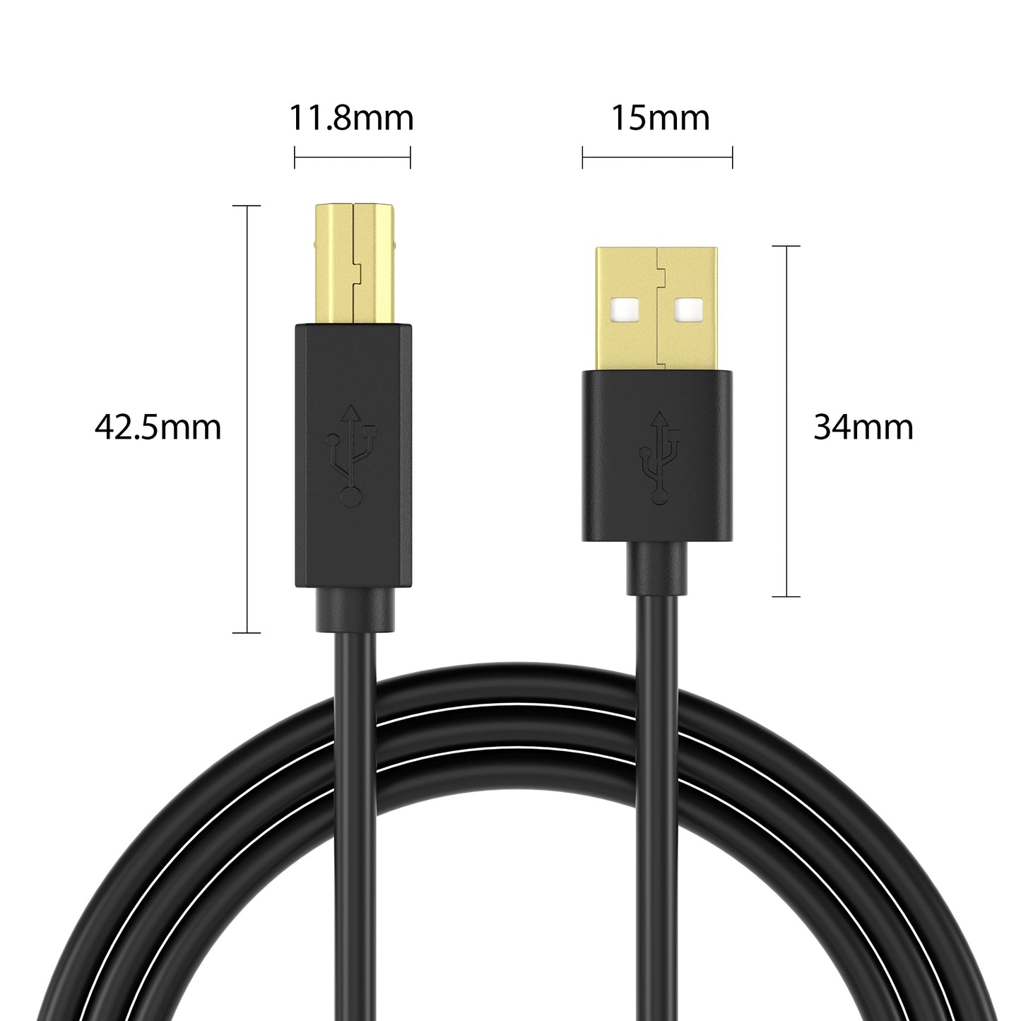 USB-A zu USB-B Druckerkabel Schwarz