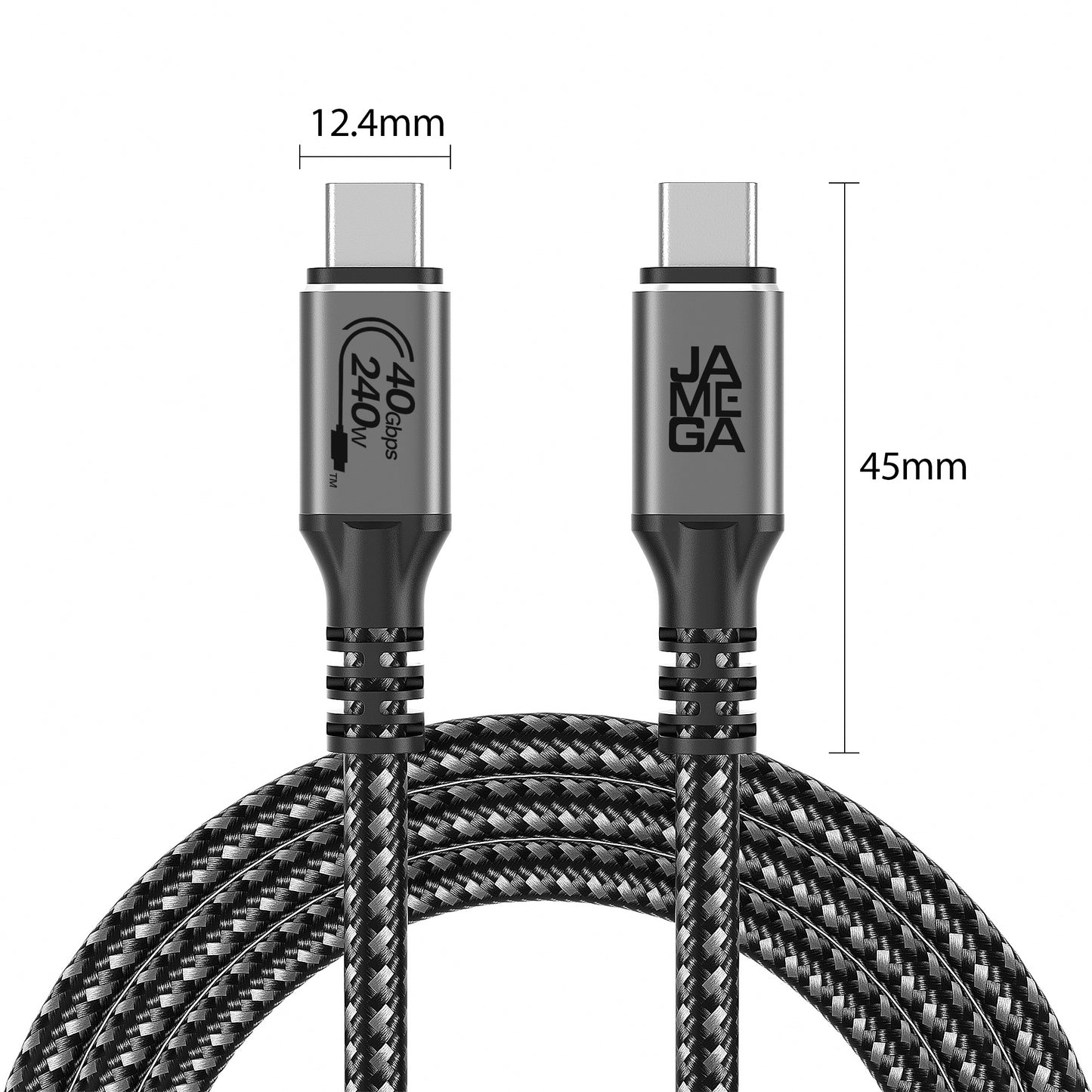 USB-C Kabel USB 4.0 40Gbps Metal Plug - Silber - 0,5m