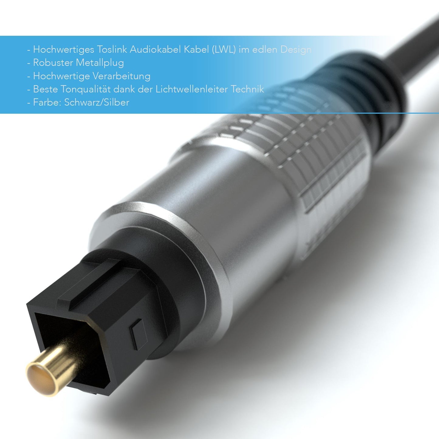 Toslink Kabel / LWL / Metal Plug - Variation "eBW"