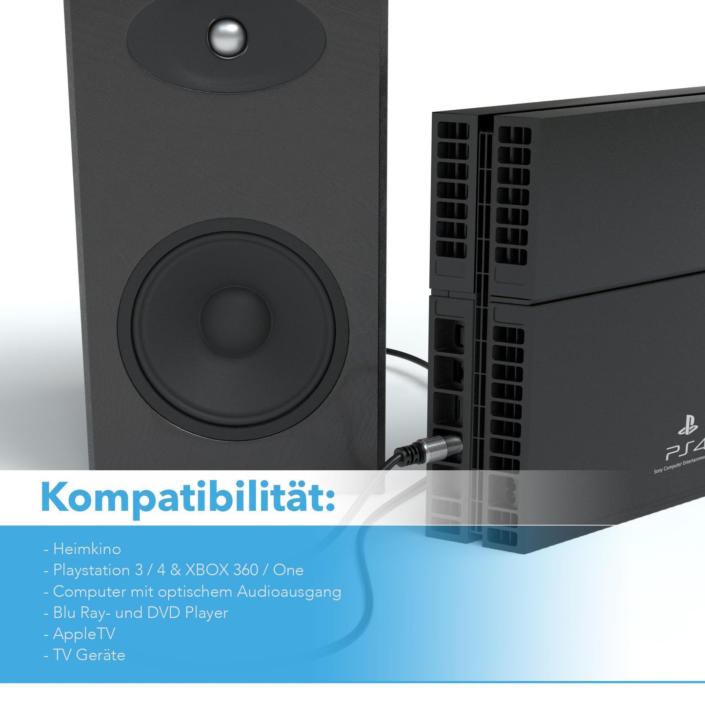 Toslink Kabel / LWL / Metal Plug - Variation "eBW"