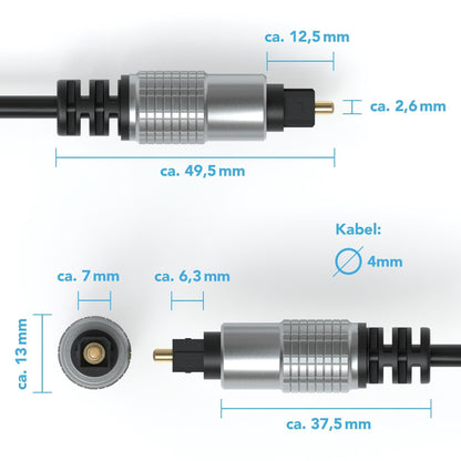 Toslink Kabel / LWL / Metal Plug - Variation "eBW"