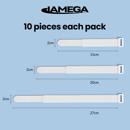 Klettverschluss Kabelbinder mit Plastiklasche | white - Variation