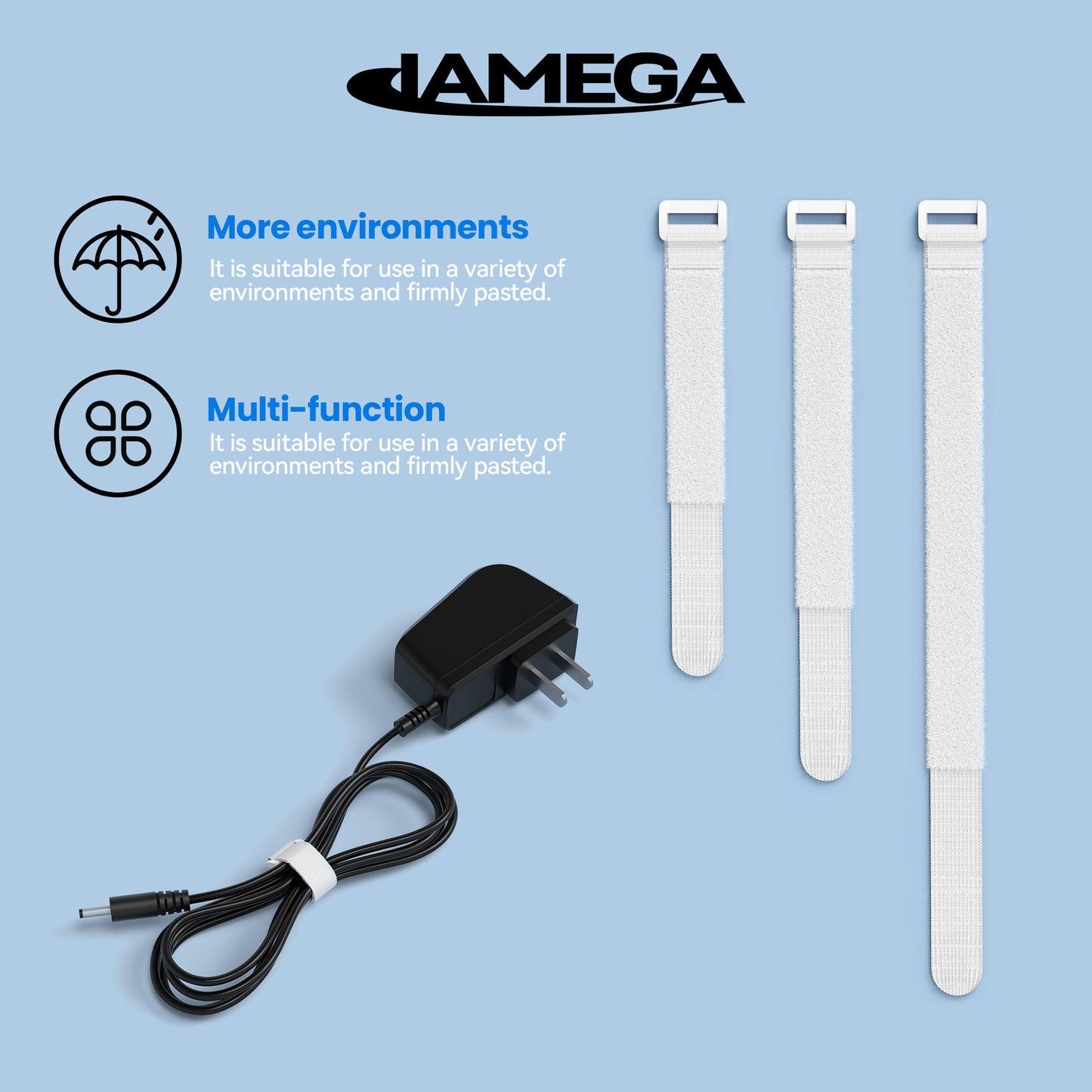 Klettverschluss Kabelbinder mit Plastiklasche | white - Variation