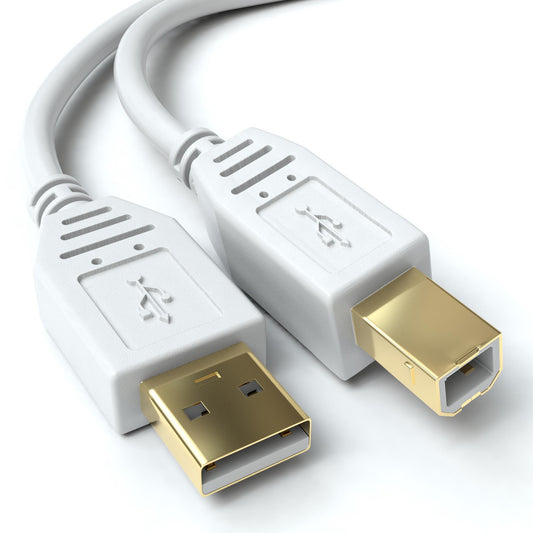 USB-A zu USB-B, Gold, Weiß - S-Impuls Variante