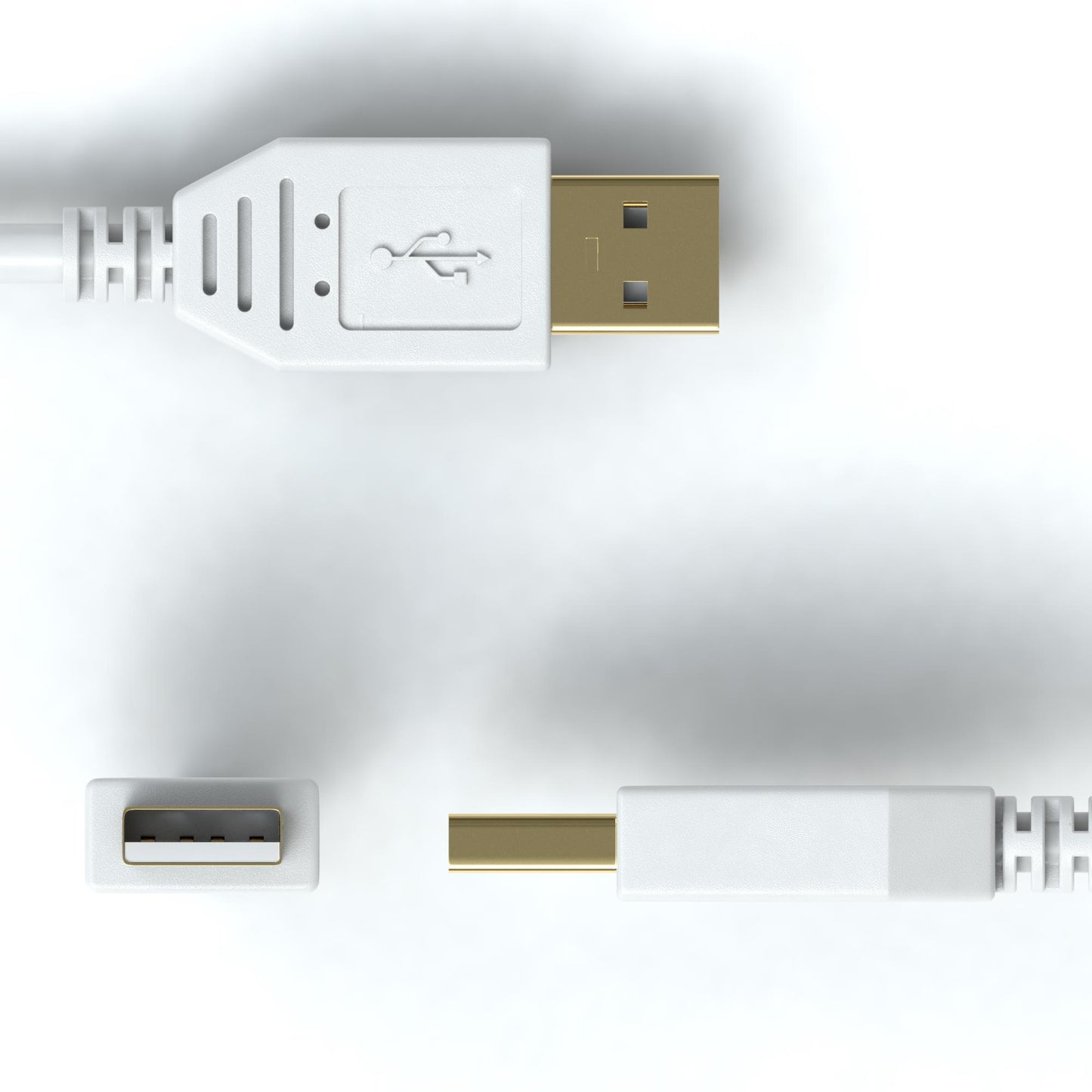 USB-A zu USB-B, Gold, Weiß - S-Impuls Variante