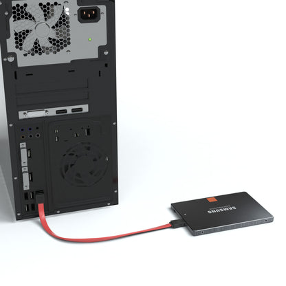 SATA 3Gb/s Verbindungskabel, L-Winkel, rot - Variation