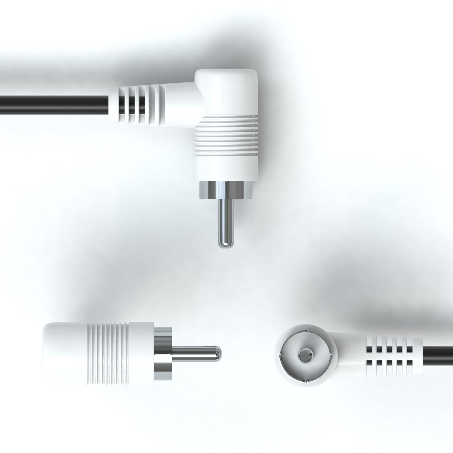 2x Cinch Stecker 90° winkel auf 2x Cinch Stecker 90° winkel Kabel - Variation "eBW"