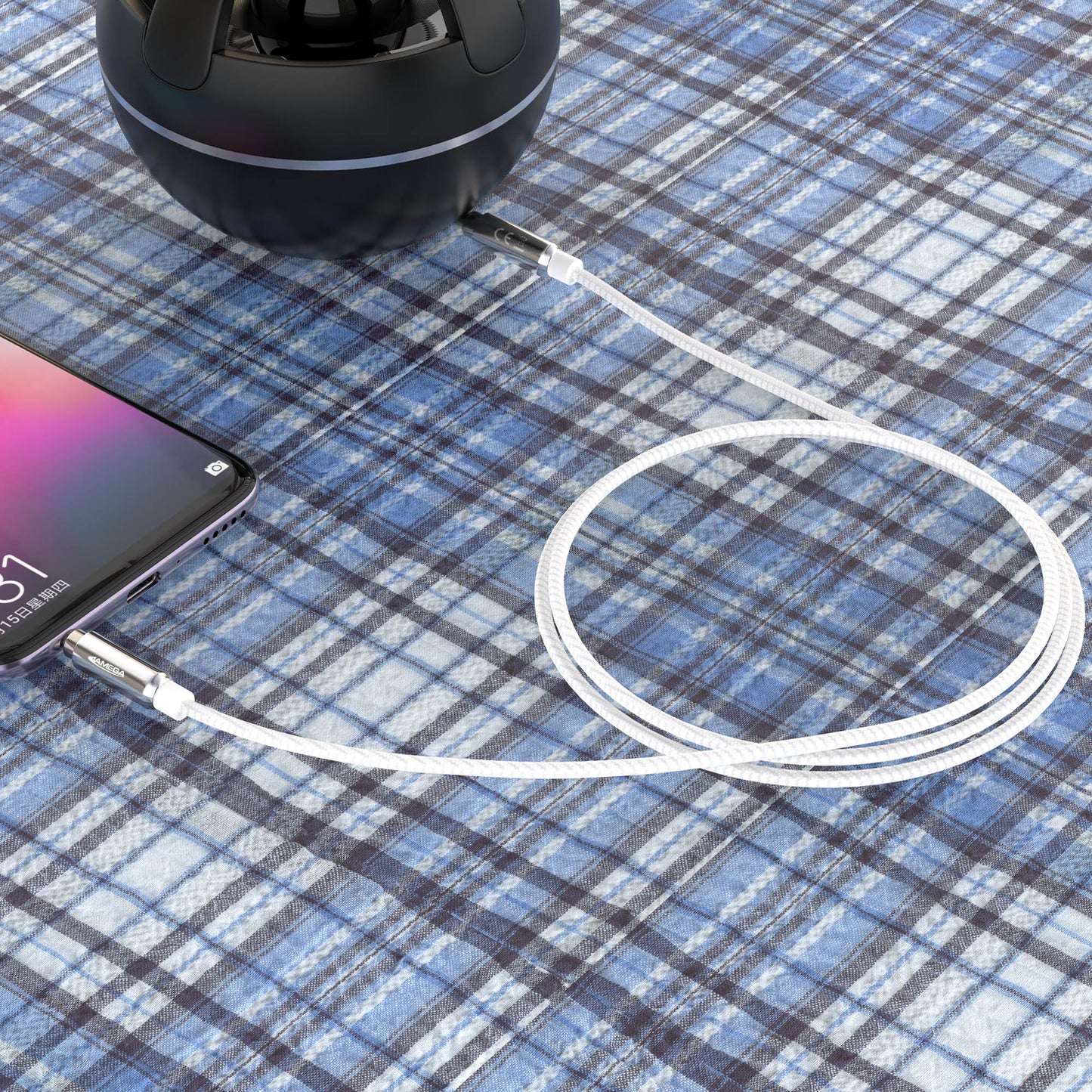 AUX Cable 3,5mm nylon / silver - Variation