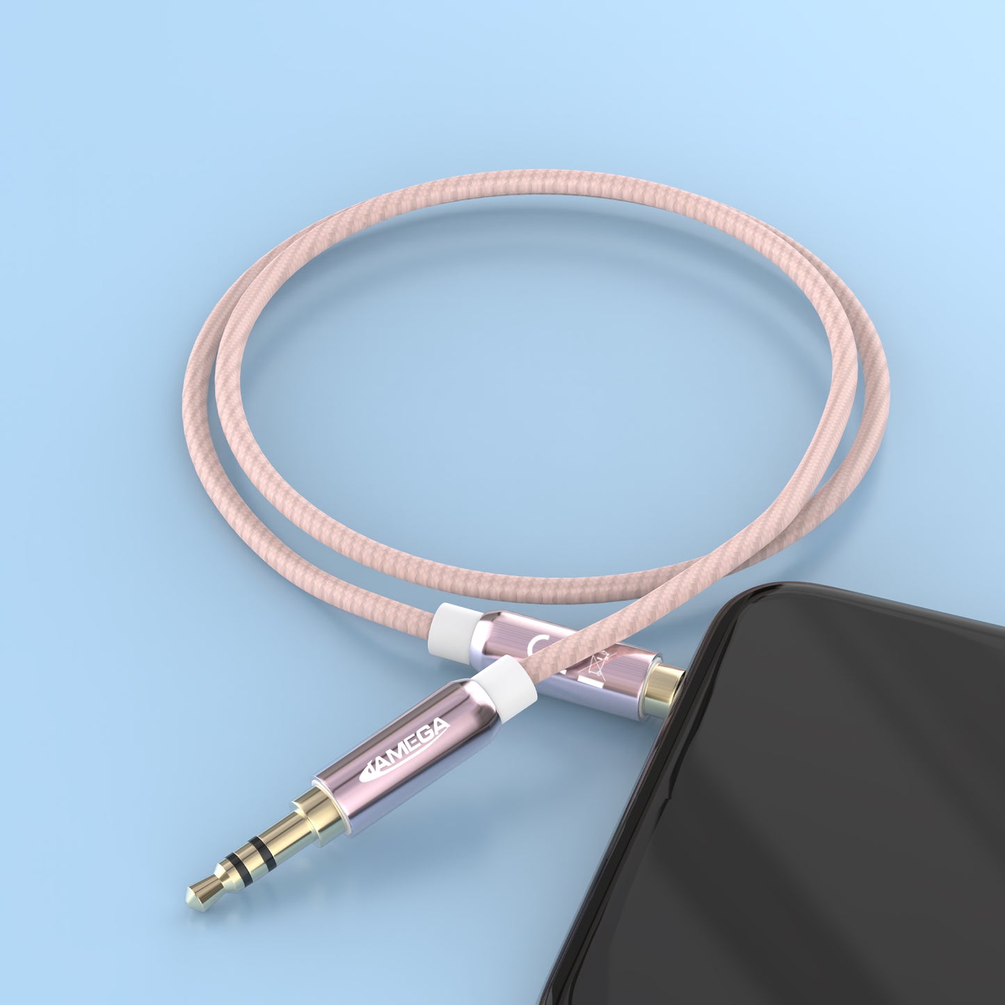 AUX Cable 3,5mm nylon / rosegold - Variation