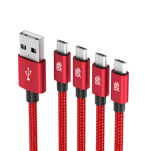 Micro USB Kabel | | 0,5 - 3m | | 4er Set Rot