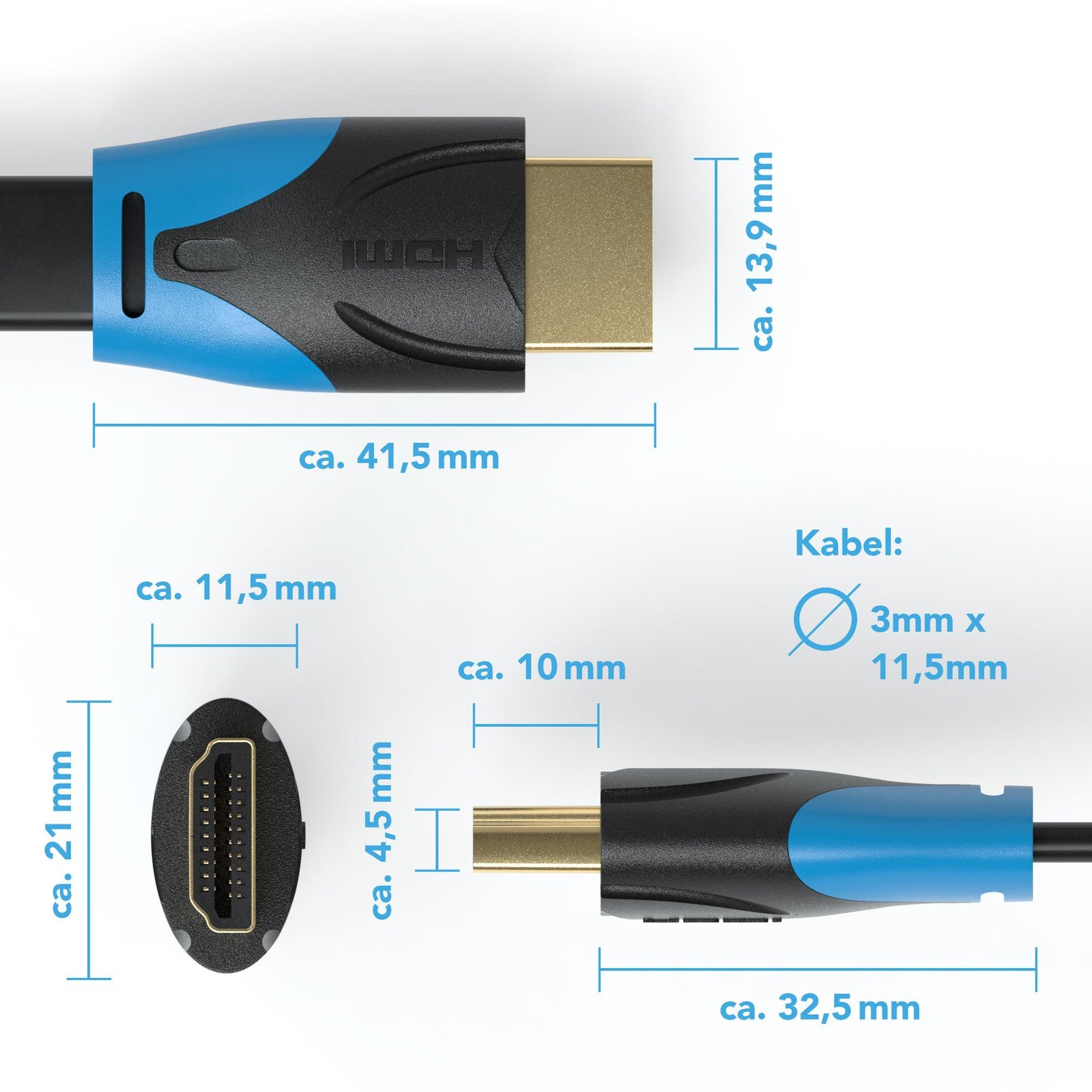 HDMI Kabel 2.0 Flach Schwarz/Blau