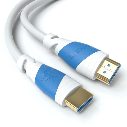 4K U-HD 2.0 HDMI Kabel - Plug Weiß/Blau - Variation "eBW"