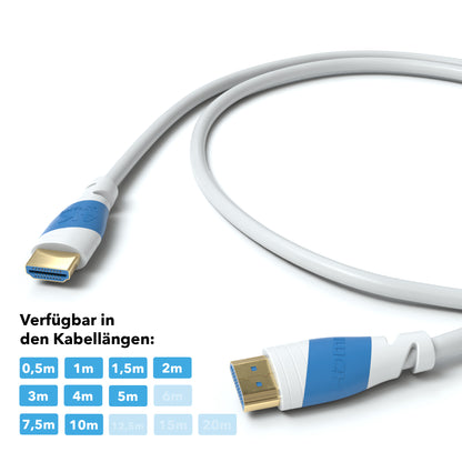 4K U-HD 2.0 HDMI Kabel - Plug Weiß/Blau - Variation "eBW"