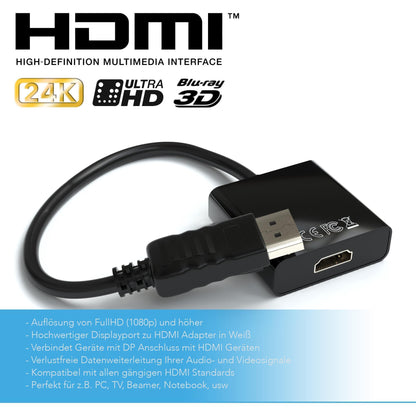 DisplayPort zu HDMI A Female Adapter - Schwarz