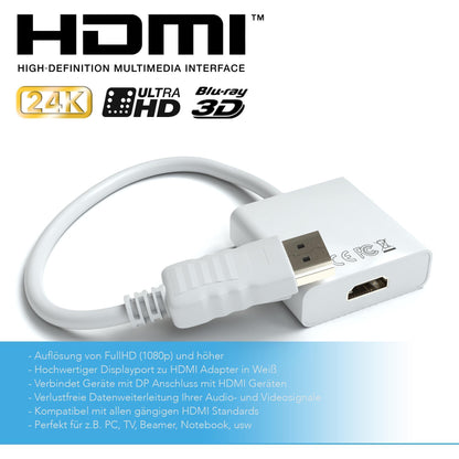 DisplayPort zu HDMI A Female Adapter - Weiß