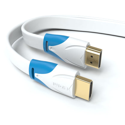 HDMI Kabel 1.4a _Flach_ - Plug weiß/blau - Variation "eBW"