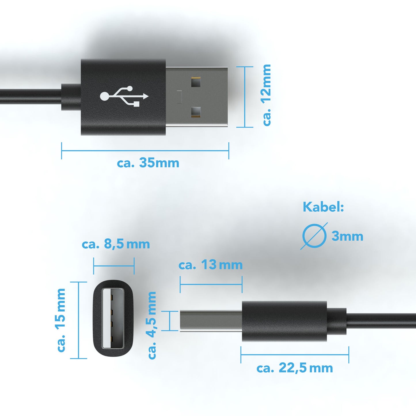 USB C Kabel | Unicolor | *NEW MODEL* - Black - Variante "eBW"