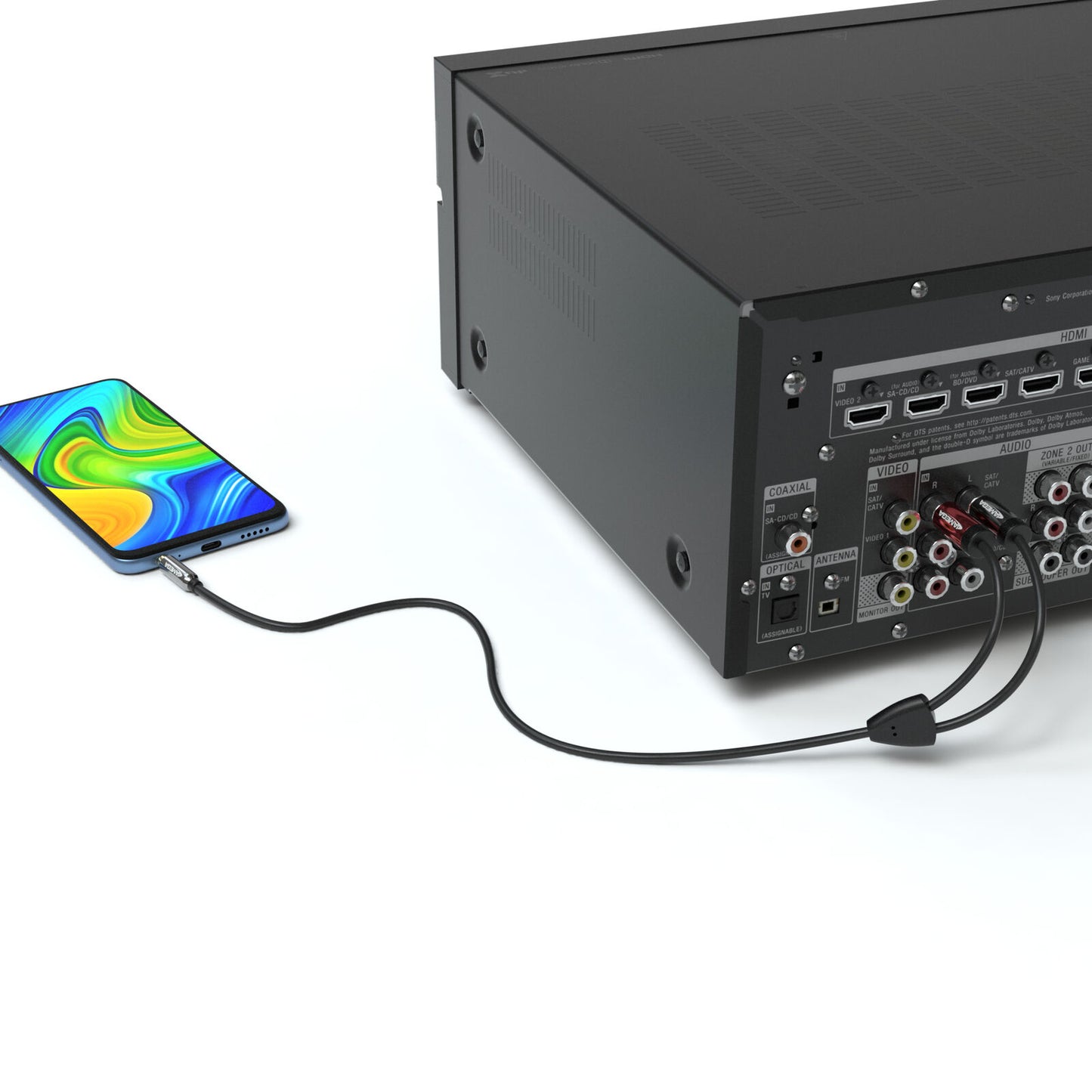 3,5mm Klinkenstecker - 2x RCA Cinch Stecker Kabel - Variation "eBW"